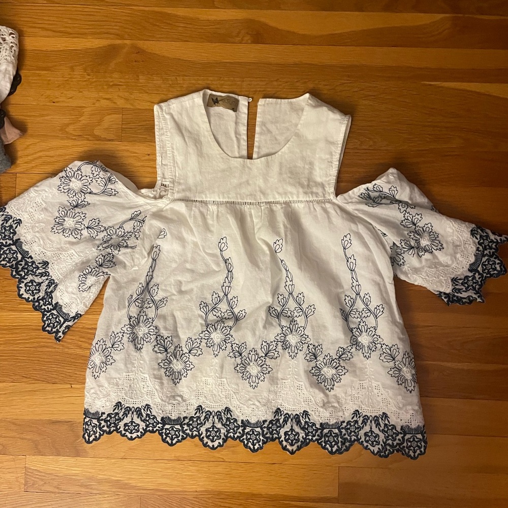 Open Shoulder Embroidered Top